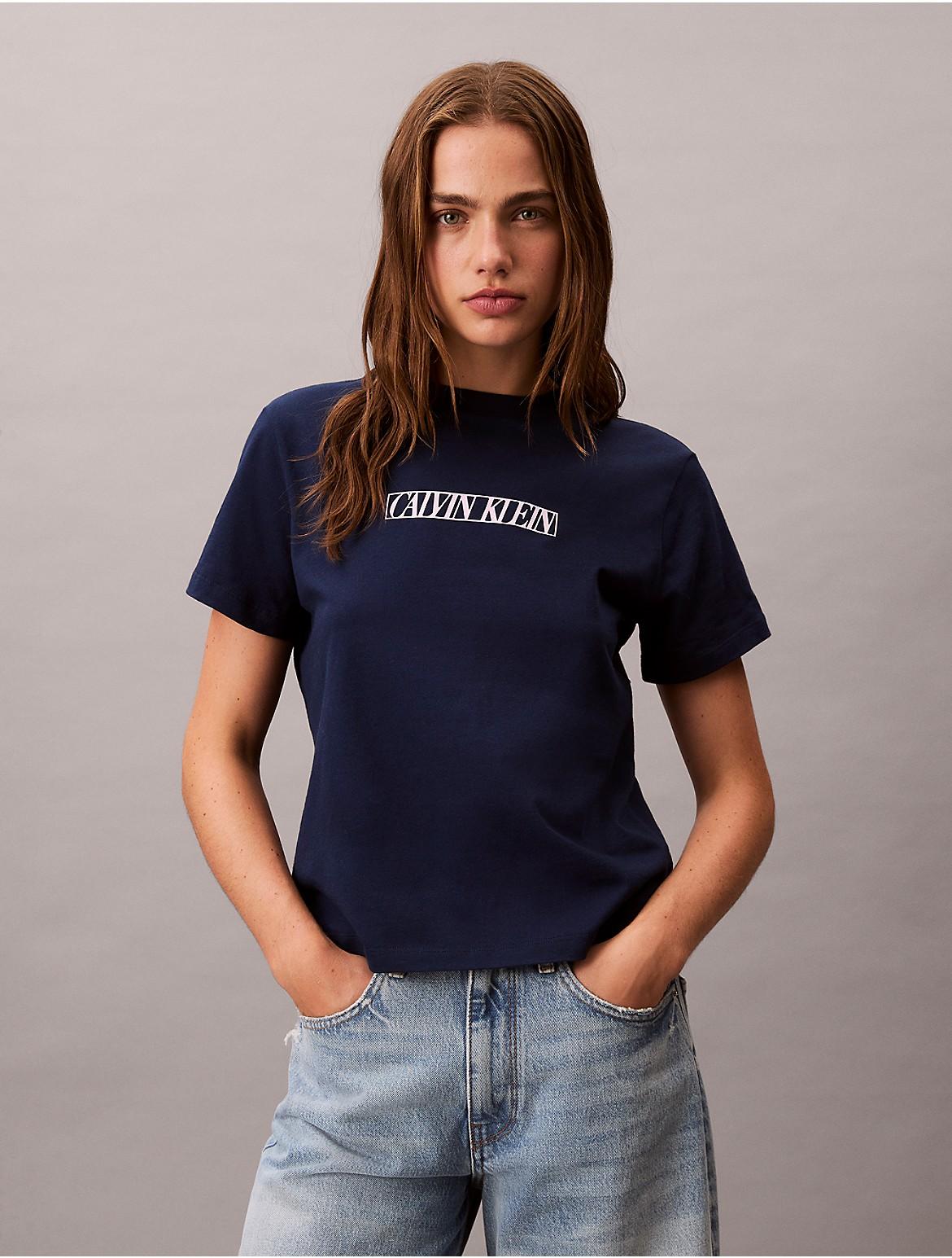 Calvin Klein Womens Box Logo Classic T-Shirt - White Product Image