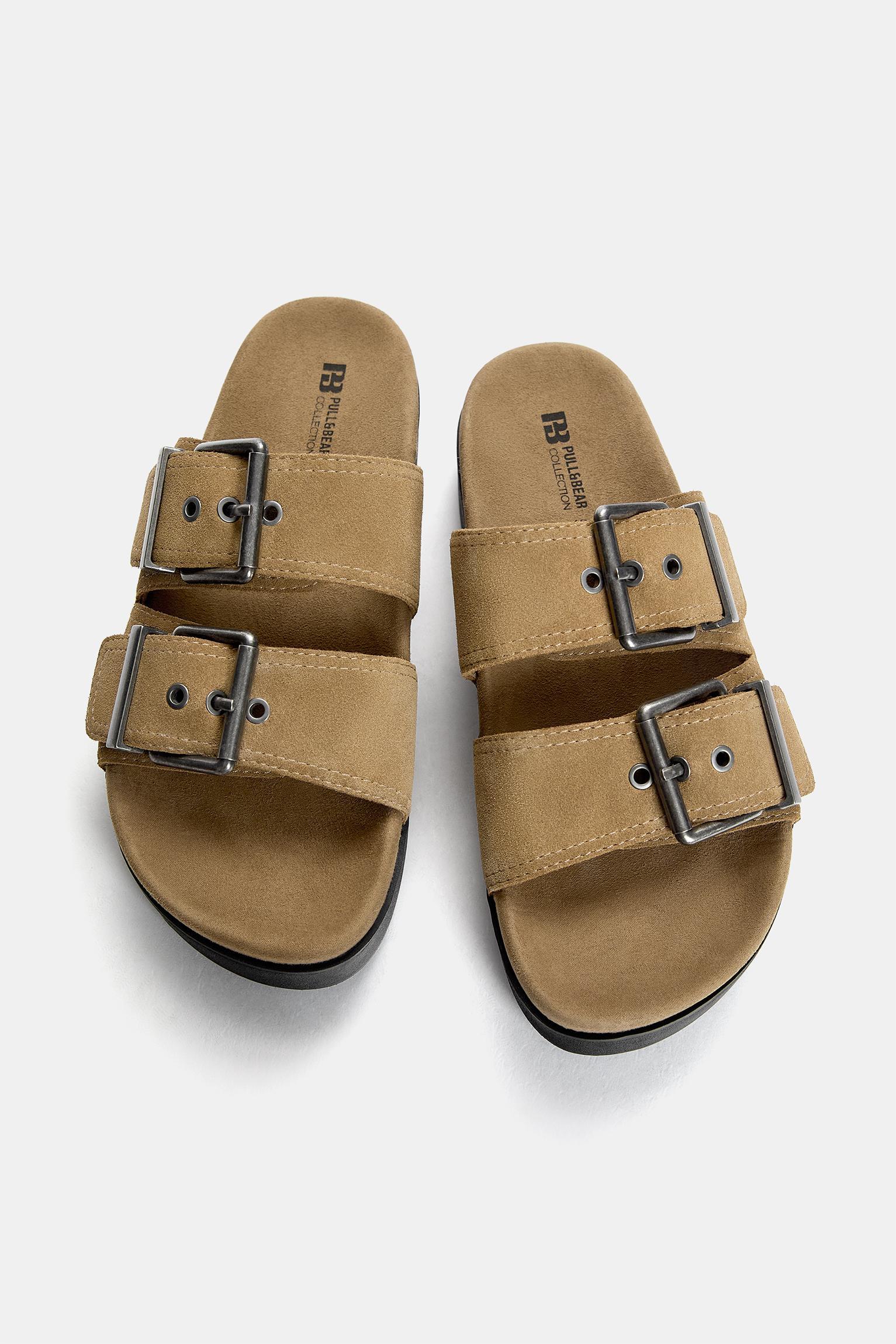 Chunky leather sandals with buckles Product Image