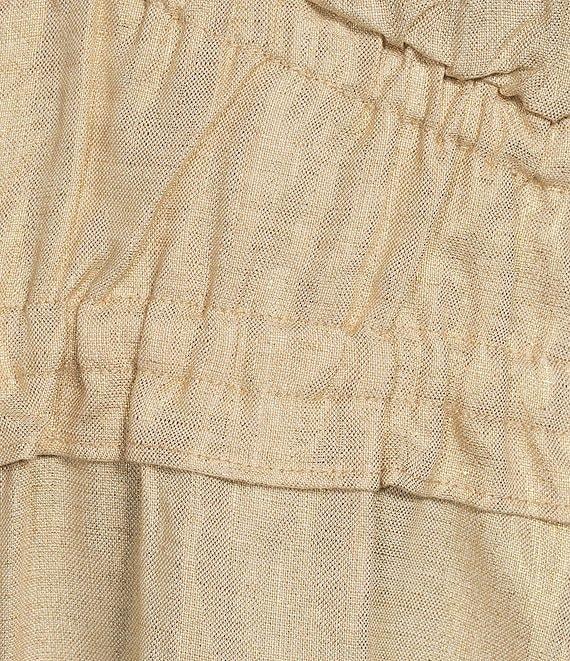 SAIL to SABLE Gold Linen Blend V-Neck Flutter Sleeve A-Line Midi Dress Product Image