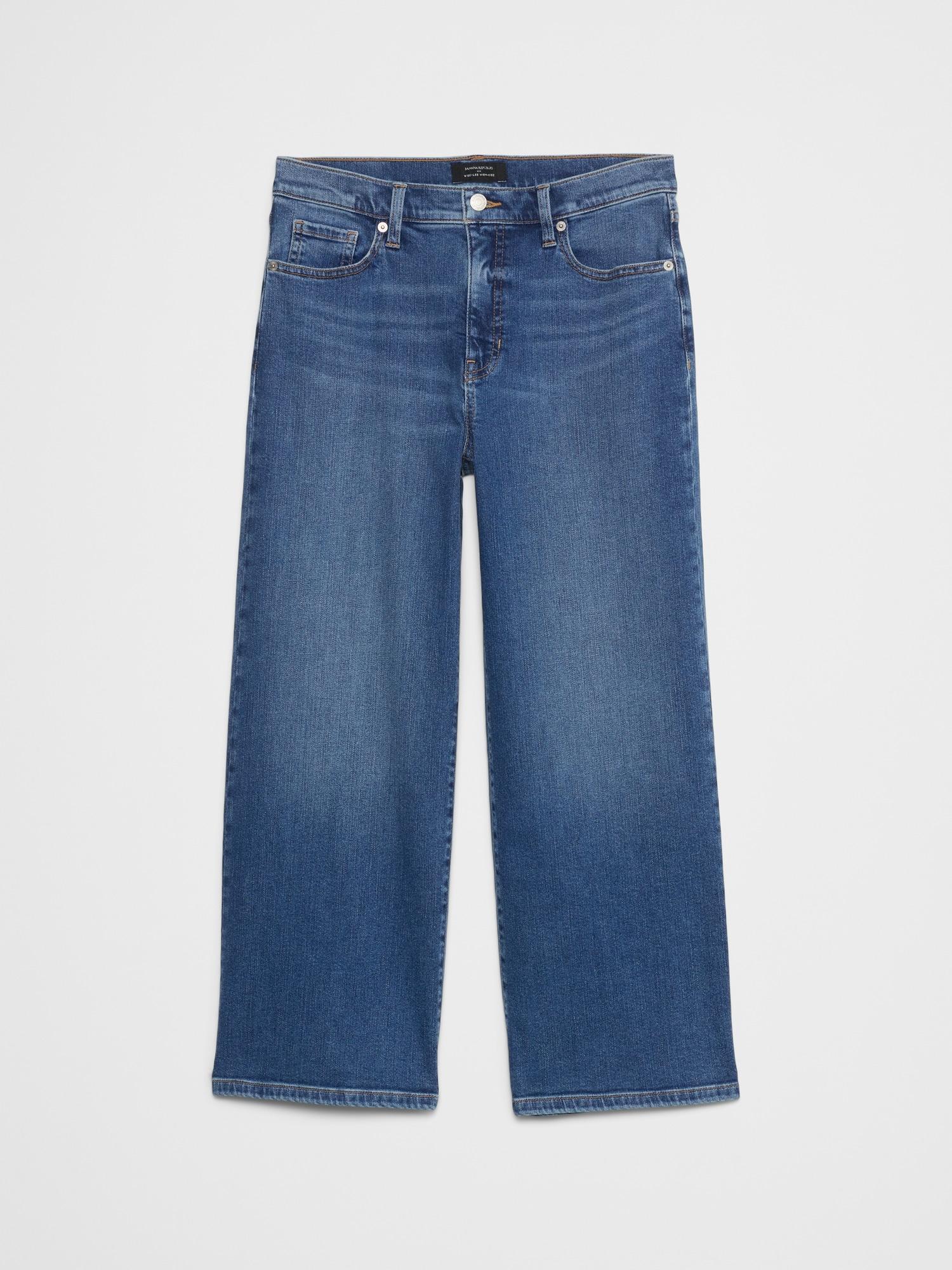 Wide-Leg High-Rise Patch Pocket Cropped Jean Product Image