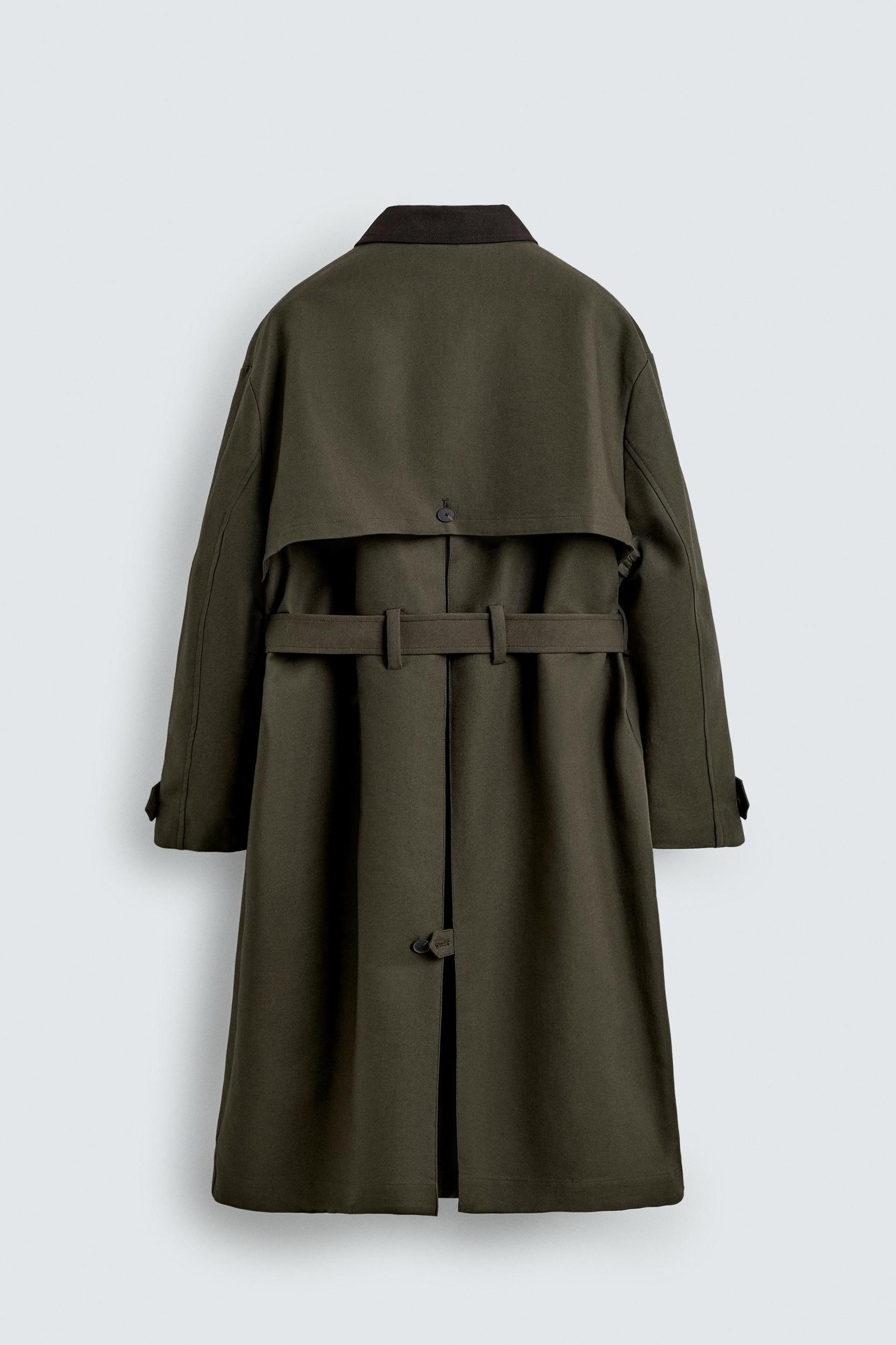 CONTRAST COLLAR TRENCH COAT Product Image