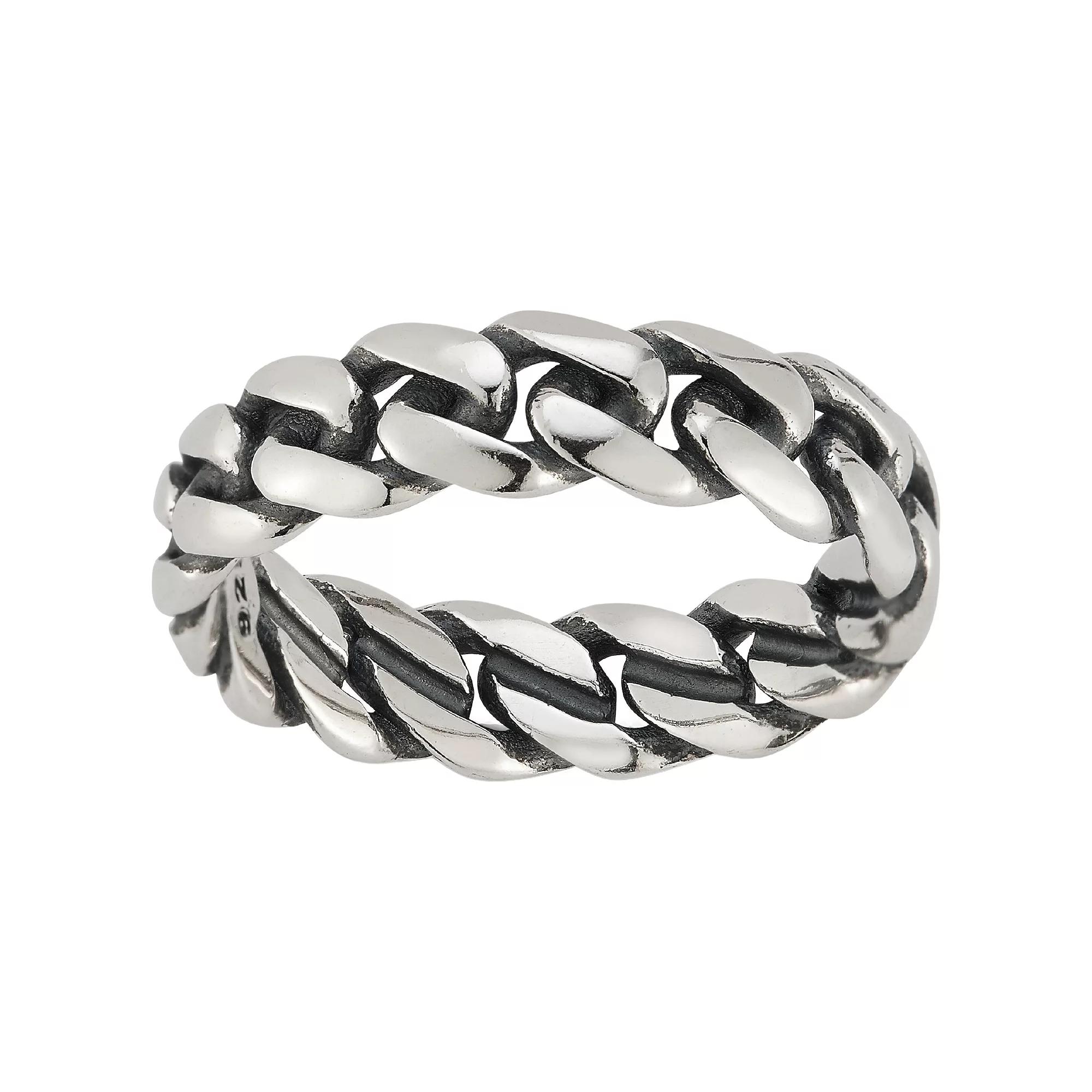 Sunkissed Sterling Sterling Silver Oxidized Curb Ring, Women's, Size: 9, Silver Tone Product Image