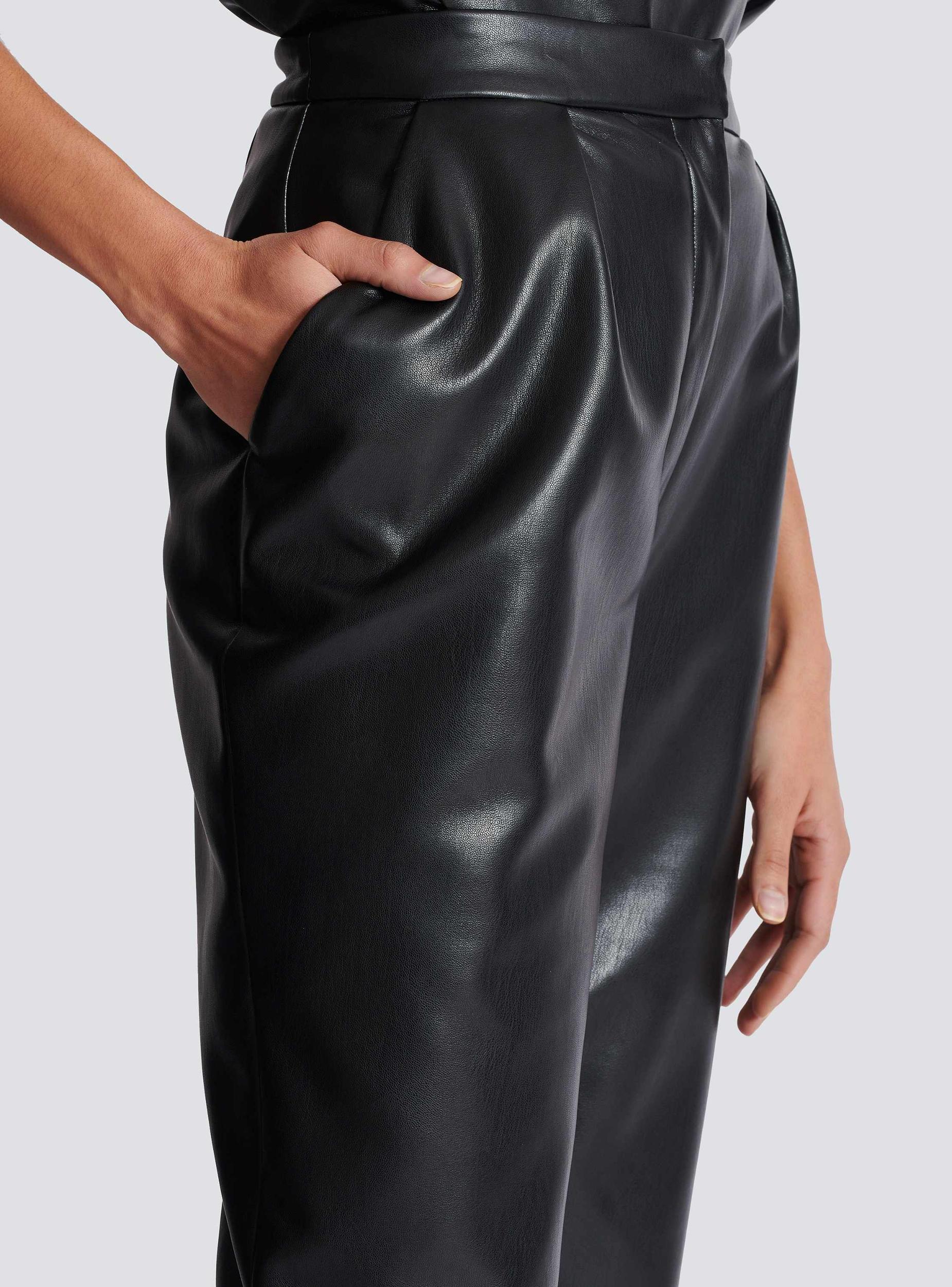 High-waisted faux leather trousers Product Image