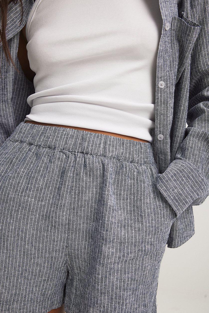 Elastic Waist Linen Blend Shorts Product Image