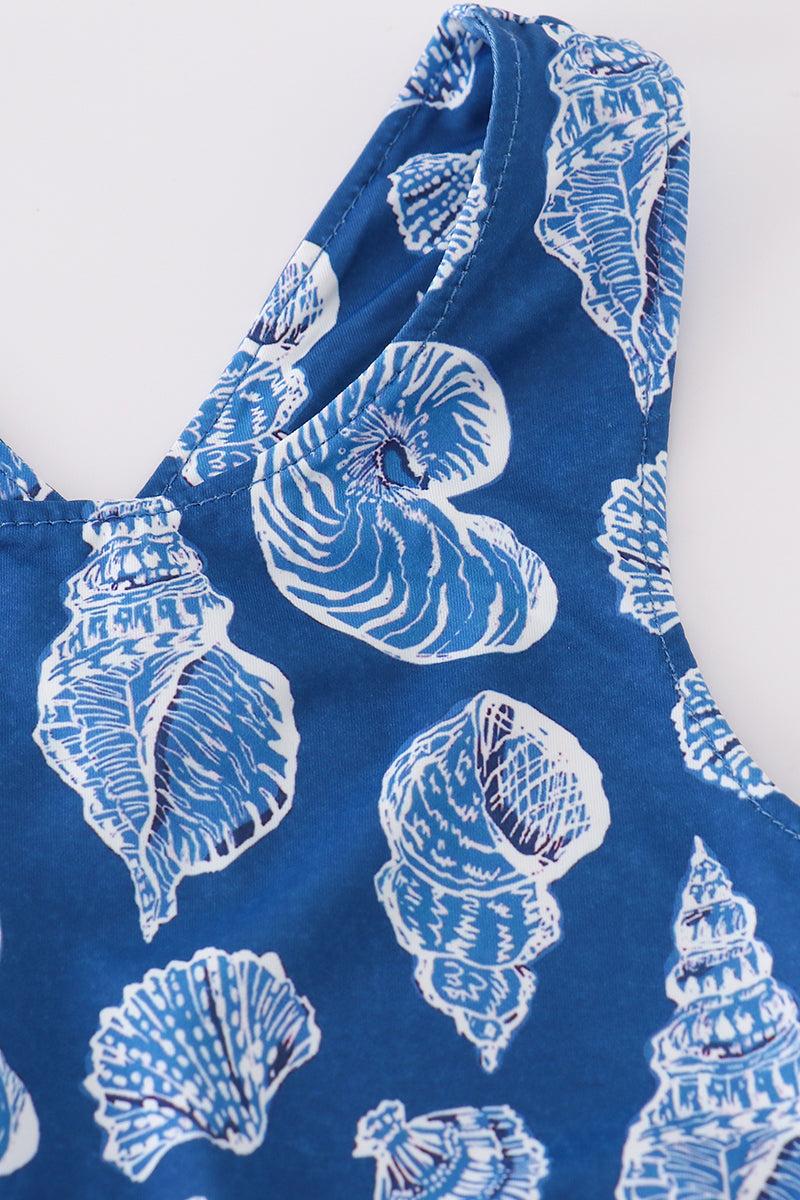 Blue conch print tennis skort set Product Image