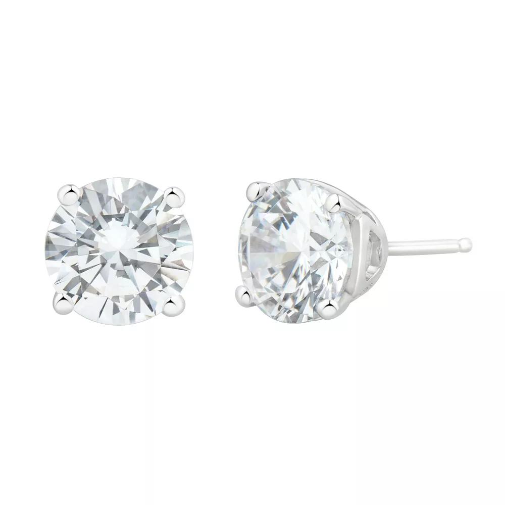 Sterling Silver Cubic Zirconia 7.5 mm Stud Earrings, Women's Product Image