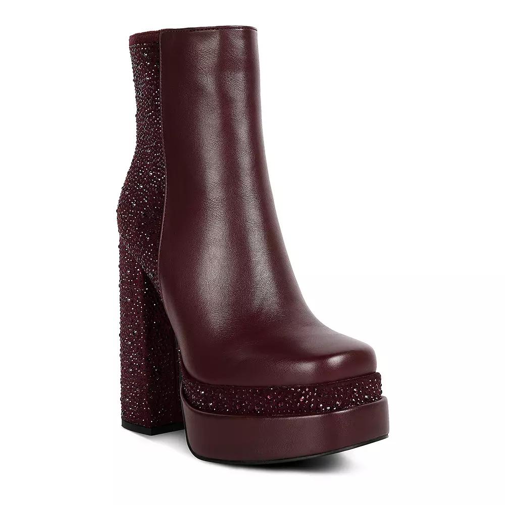 London Rag Dryday Diamante Women's Zip Up Block Heel Boots,  Product Image