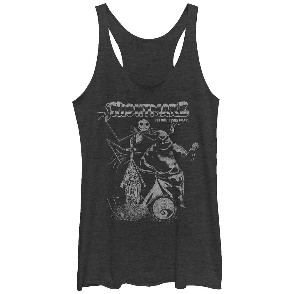 Disney's The Nightmare Before Christmas Jack Skellington And Oogie Boogie Vintage Poster Tri-Blend Juniors' Racerback Tank Top, Girl's,  Product Image