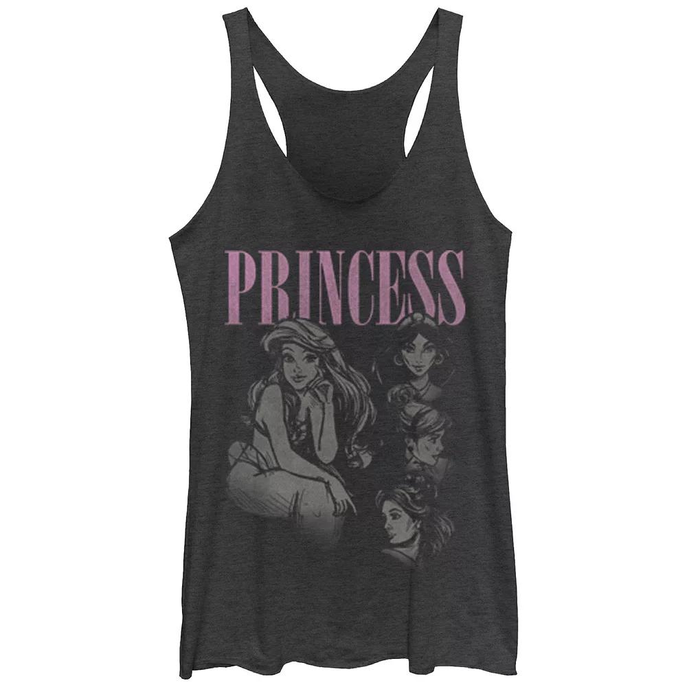 Disney Princess Juniors' Charcoal Sketch Tri-Blend Racerback Tank Top, Girl's,  Product Image