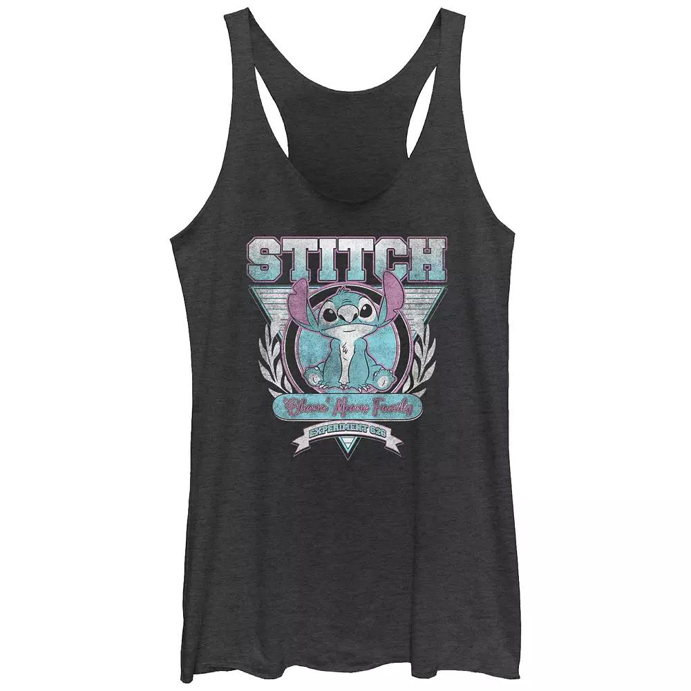 Disney's Lilo & Stitch Women's Ohana Means Family Stitch Crest Tri-Blend Racerback Tank Top, Girl's,  Product Image