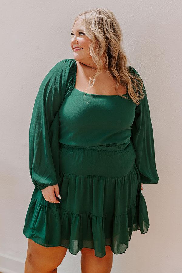 Haute Harmony Mini Dress In Hunter Green Curves Product Image