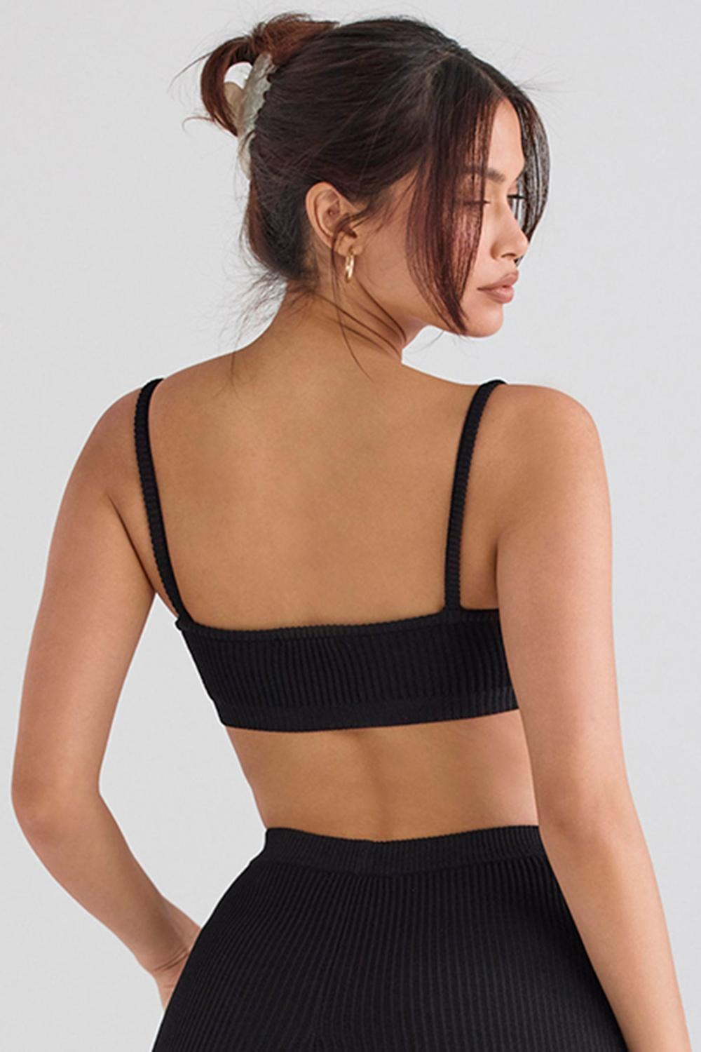 Mischa  black ribbed knit bralette - sale Product Image