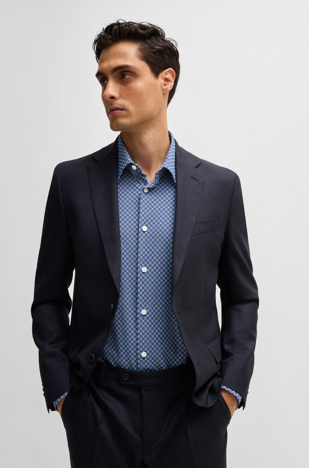 Slim-fit shirt in printed performance-stretch jersey Product Image