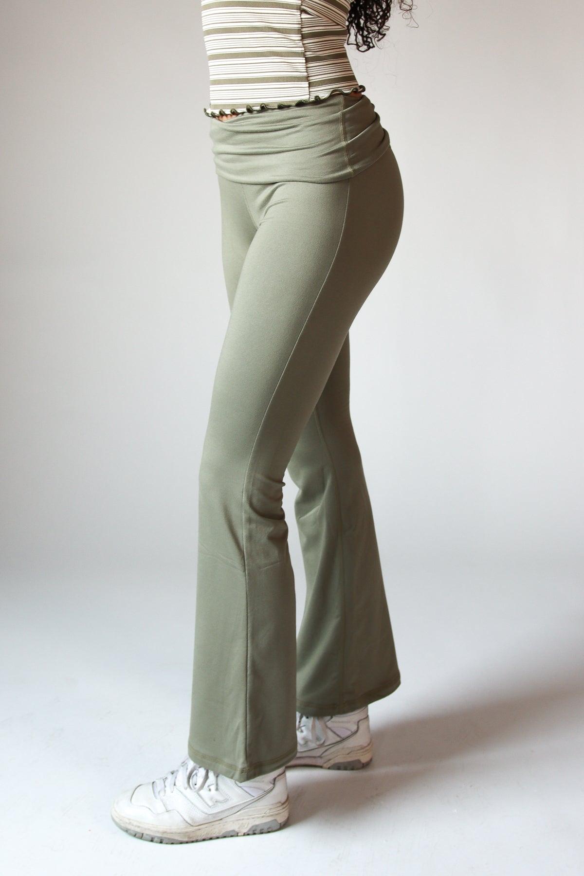 Fold Over Fleece Lined Flare Leggings Product Image