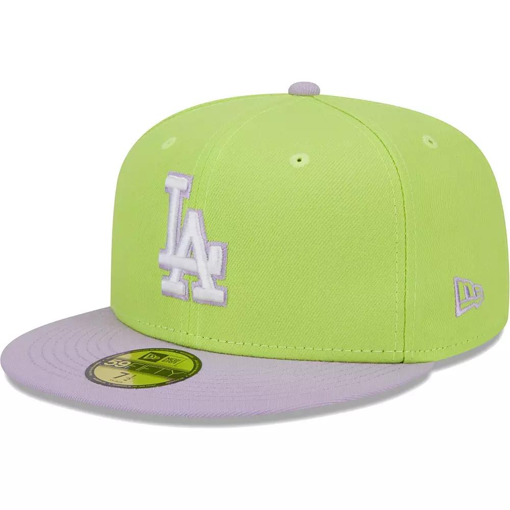 Men's New Era Neon Green/Lavender Los Angeles Dodgers Spring Color Two-Tone 59FIFTY Fitted Hat,  Product Image