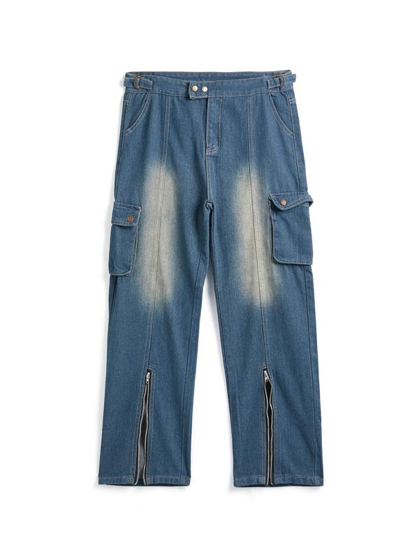 Men's Zip Up Flap Pocket Cargo Jeans Product Image