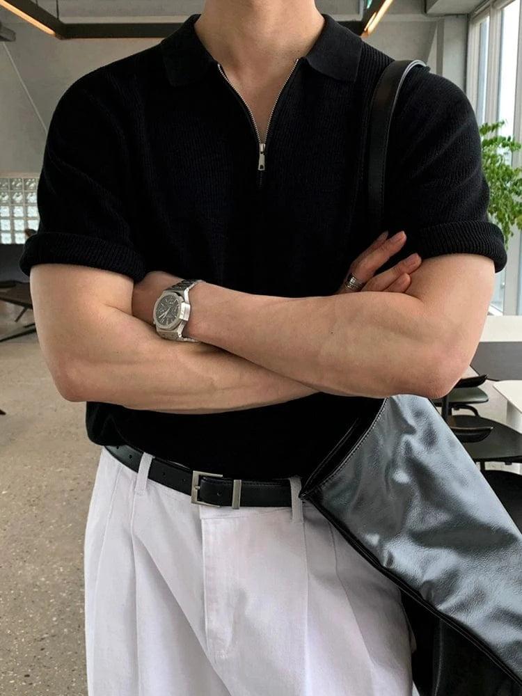 RT No. 18711 KNIT ZIP COLLAR SHORT SLEEVE Product Image