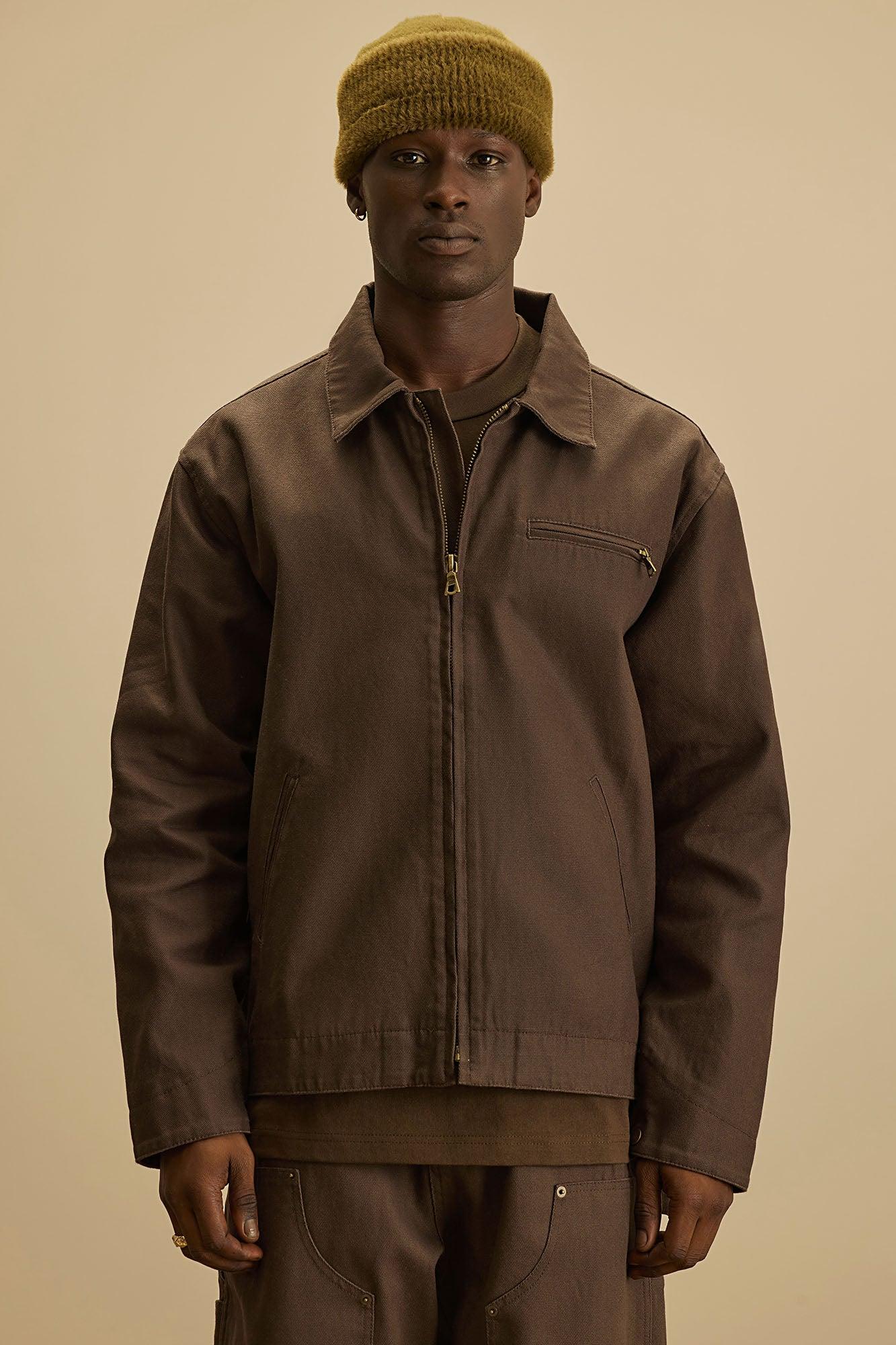 Alexander Utility Canvas Zip Work Jacket - Brown Product Image