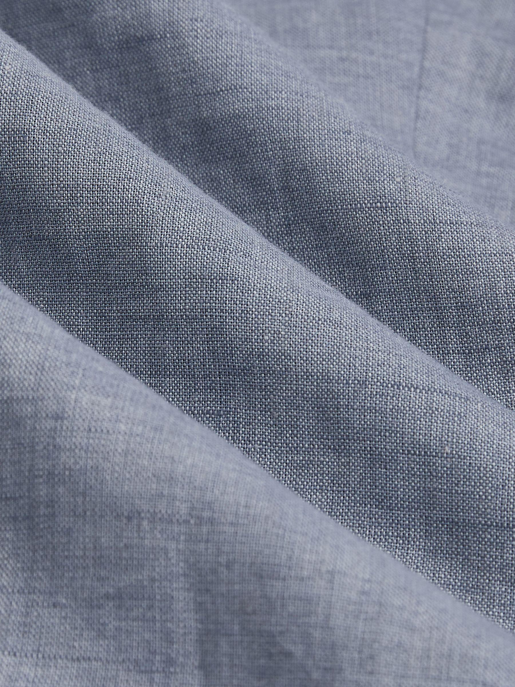 Slim-Fit Linen Double-Breasted Suit Blazer in Airforce Blue Product Image