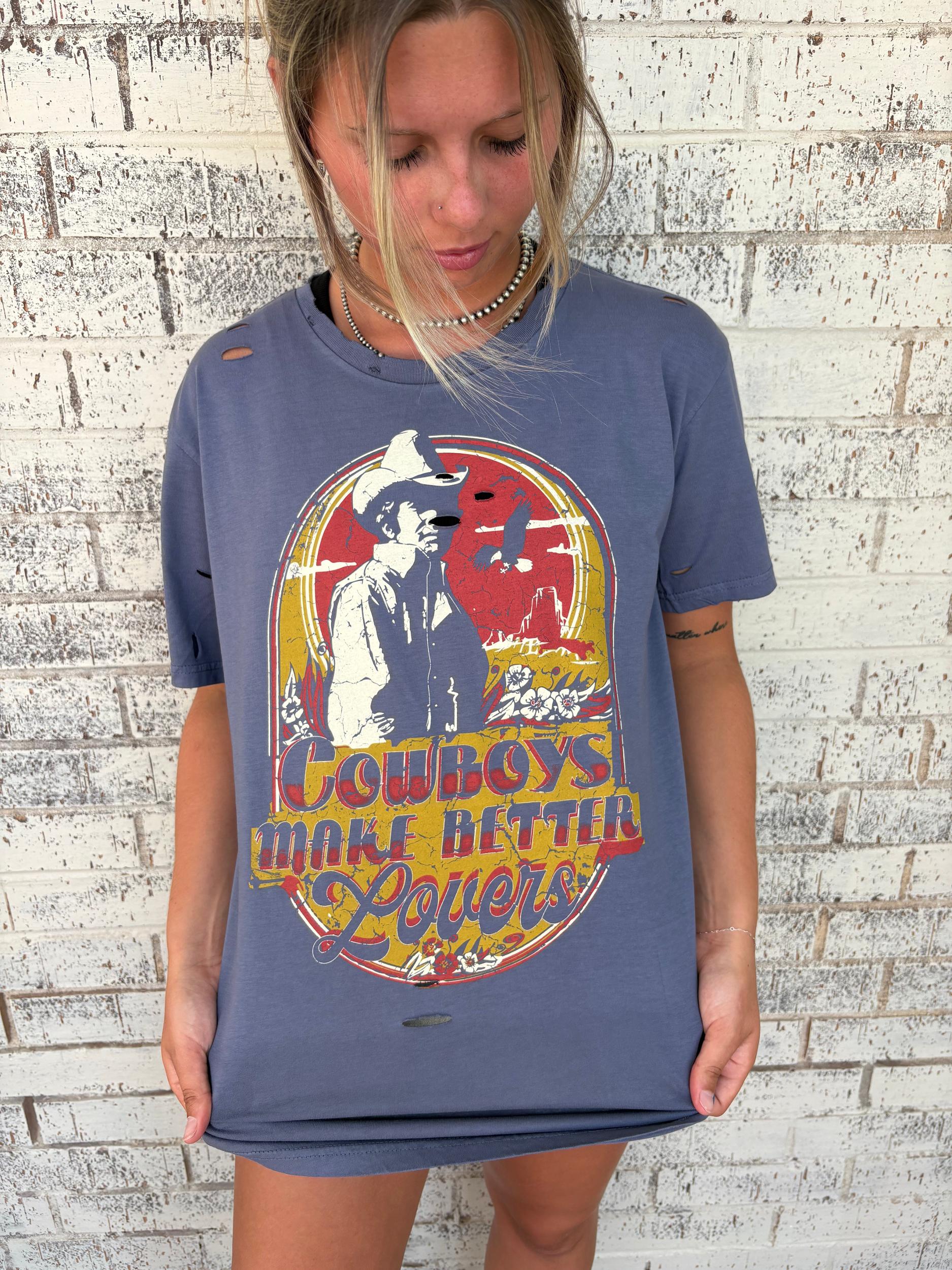 Cowboys Make Better Lovers Navy Holy Tee Product Image