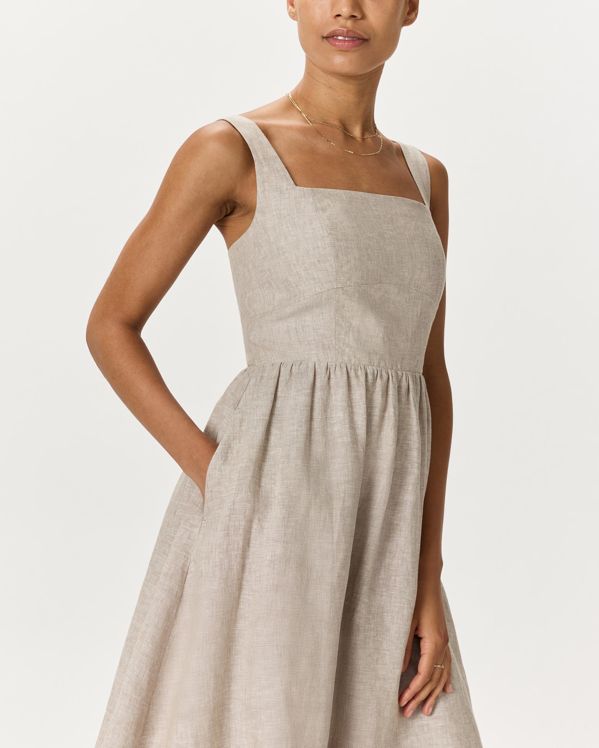 Quince | Women's 100% European Linen Fit & Flare Midi Dress Size XL Product Image