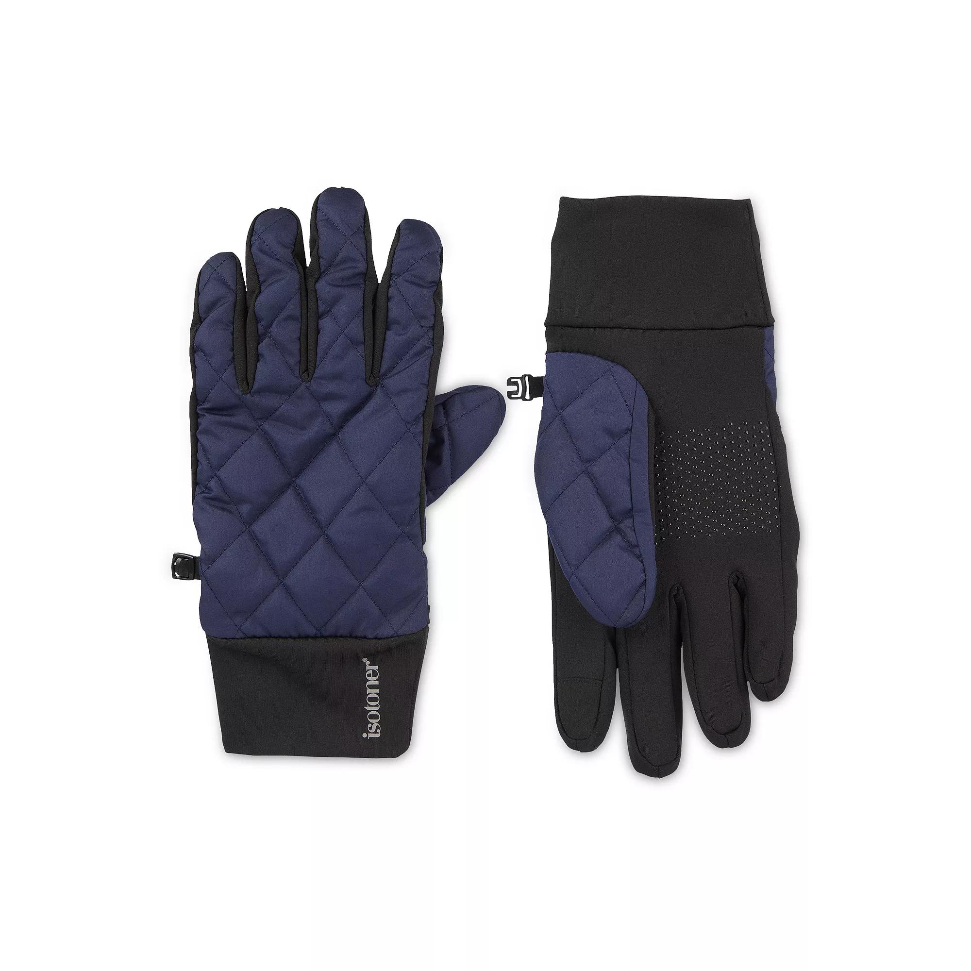 Men's isotoner Diamond Quilted Water-Repellent Touchscreen Gloves, Size: Large, Navy Blue Product Image