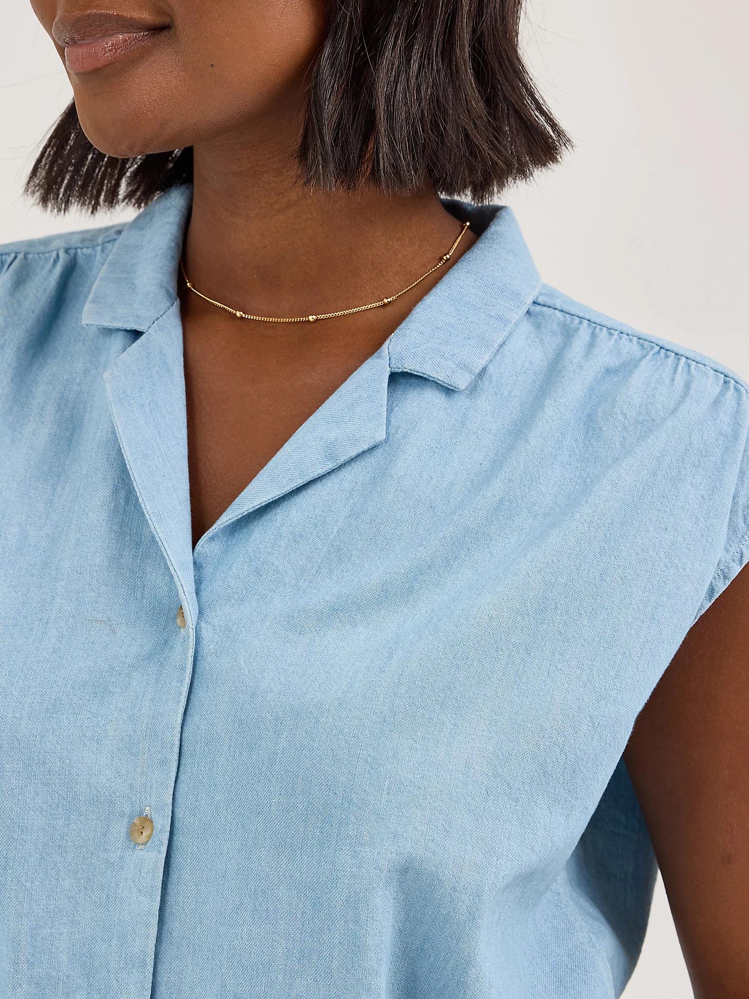 Women's Legendary Cap Sleeve Button Down Shirt | Women's Tops & Tees | Lee® Product Image