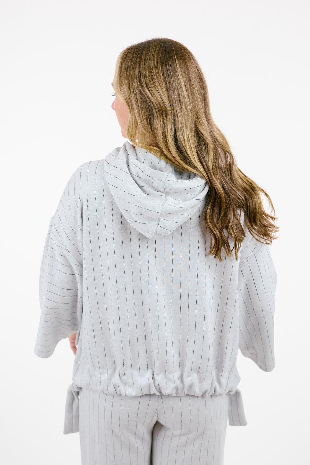 Grey Stripe Hood Jacket Product Image