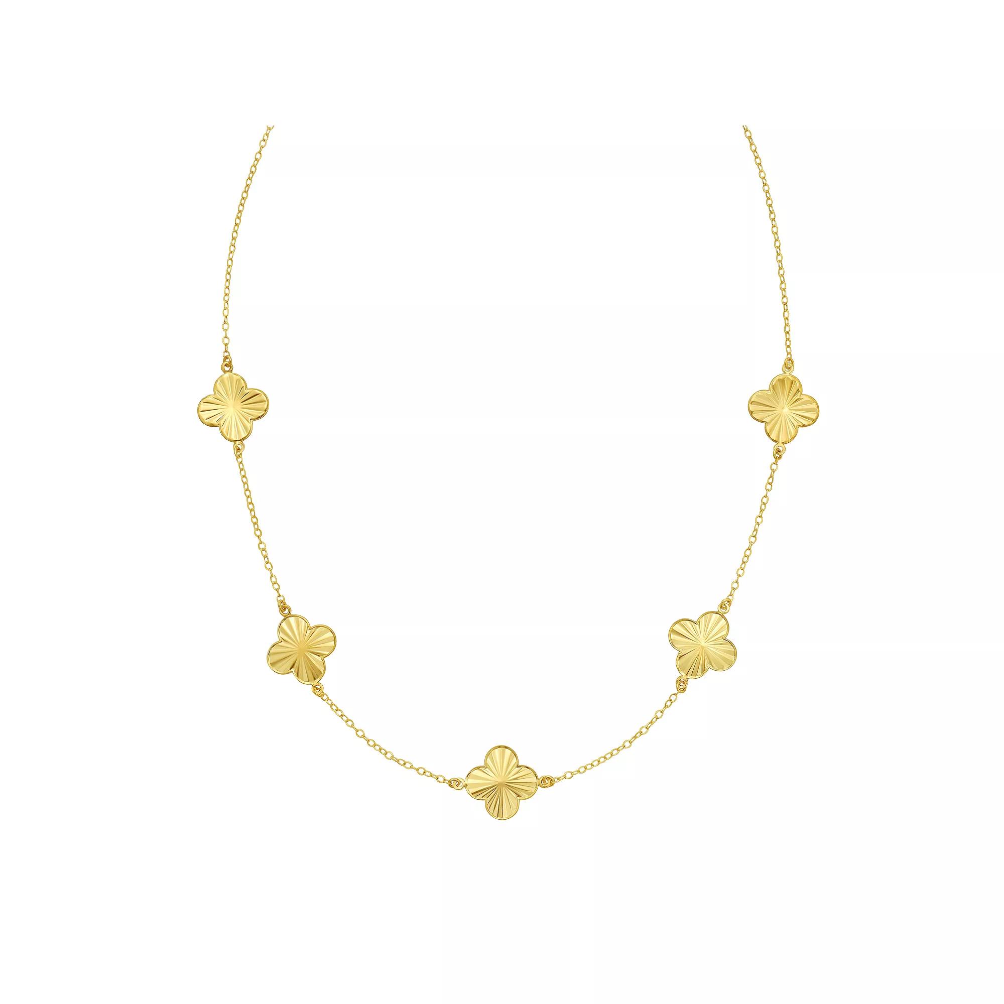 14k Gold Multi Stationed Flower Necklace, Women's, Size: 18" Product Image