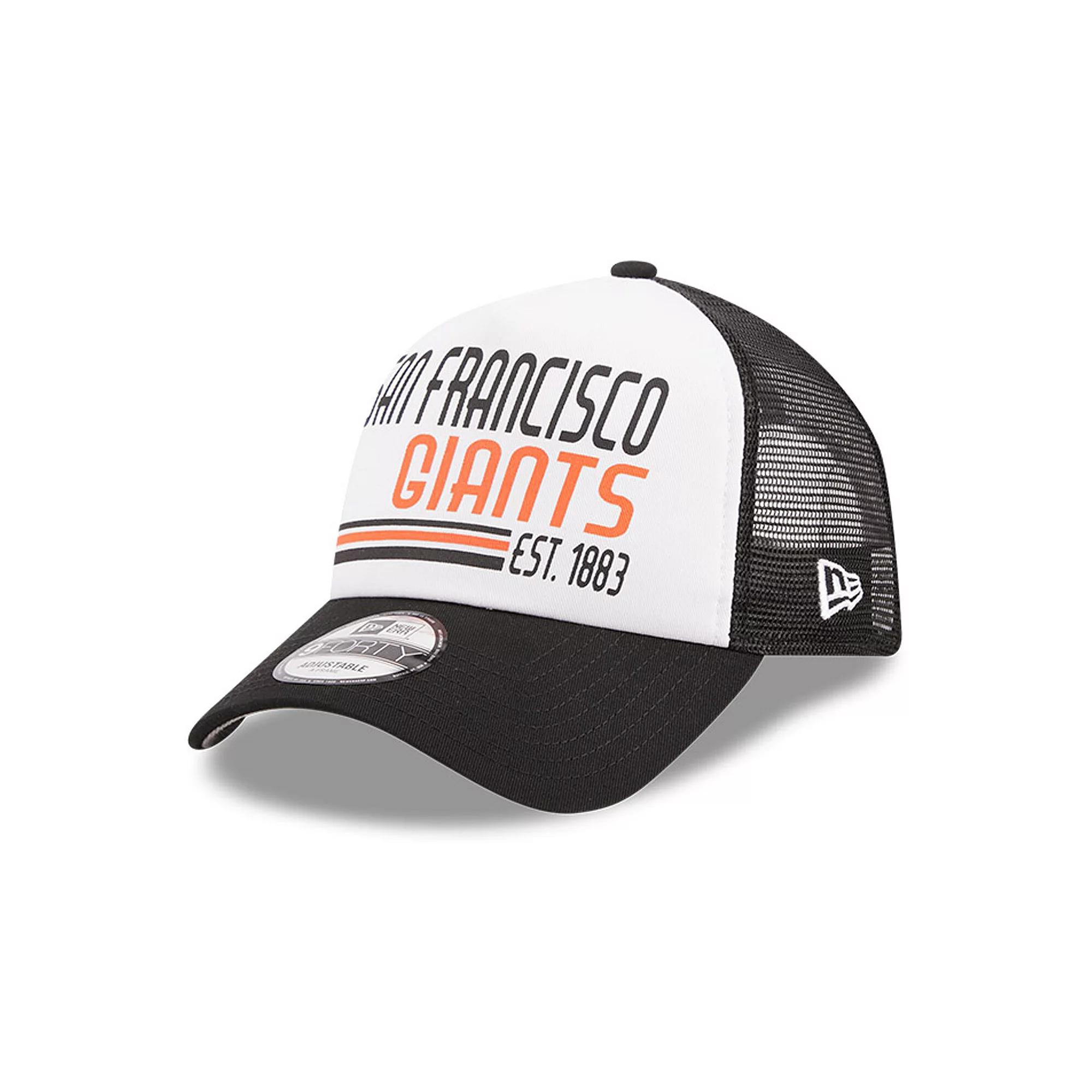Men's New Era White/Black San Francisco Giants Stacked A-Frame Trucker 9FORTY Adjustable Hat Product Image