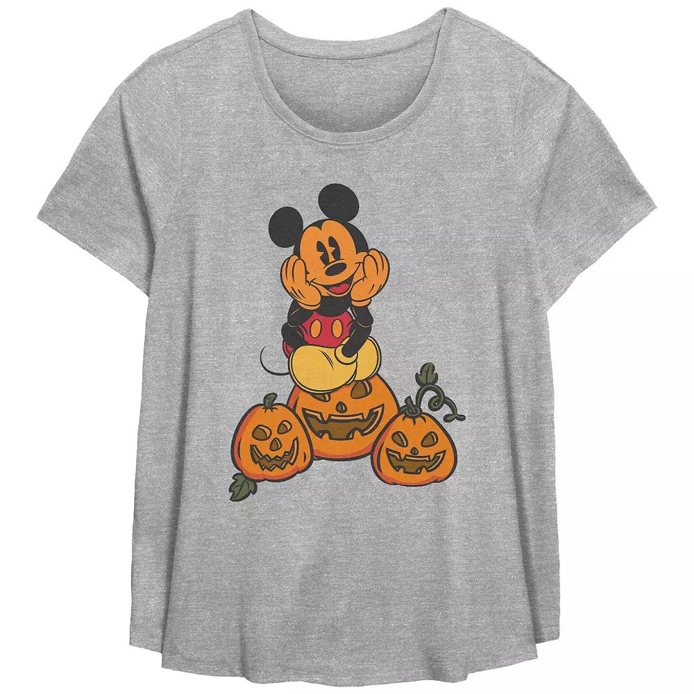 Disney's Mickey Mouse Pumpkin Patch Plus Size Flowy Graphic Tee, Women's, Size: 2XL, Grey Gray Product Image