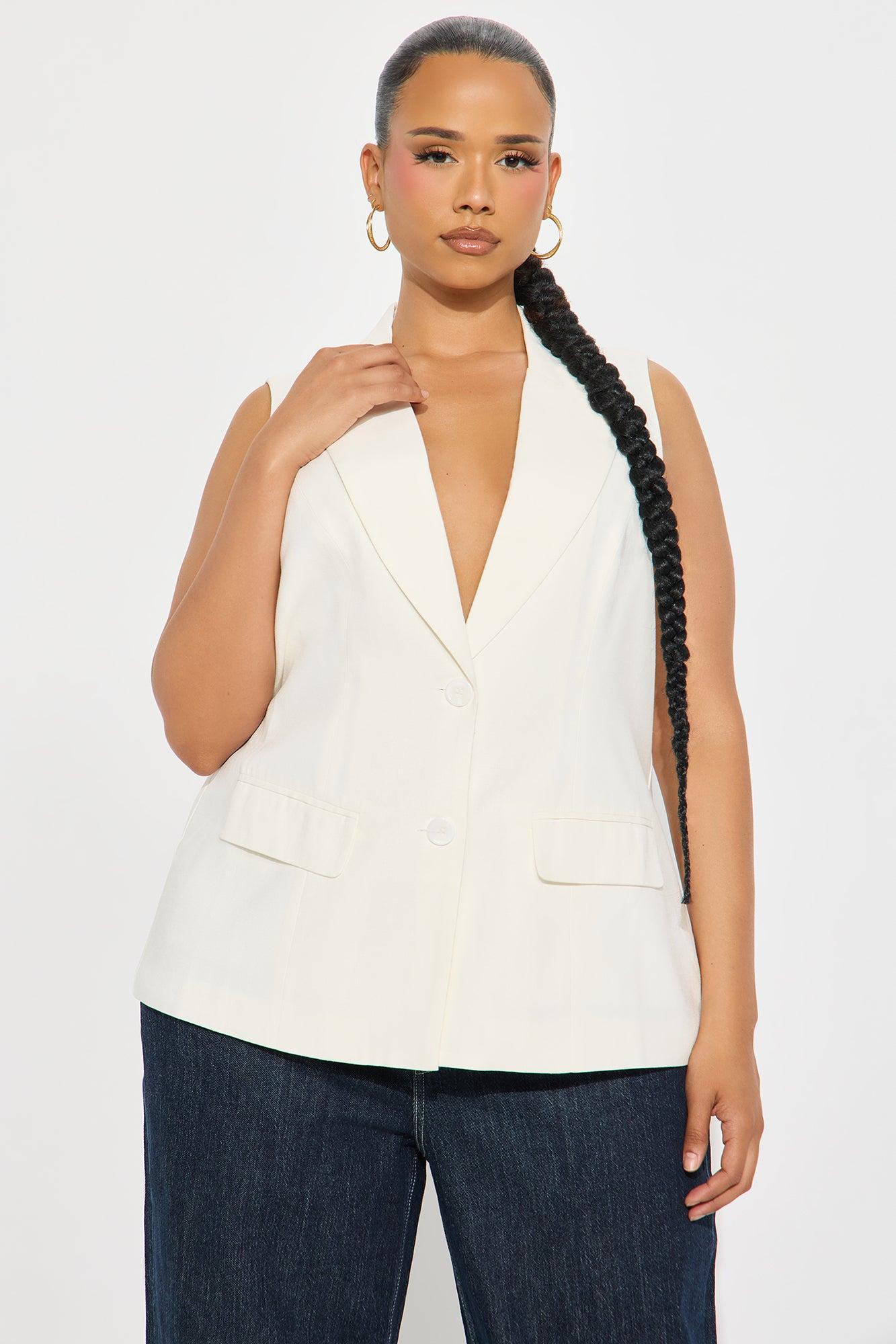 Manhattan Club Linen Vest - White Female Product Image