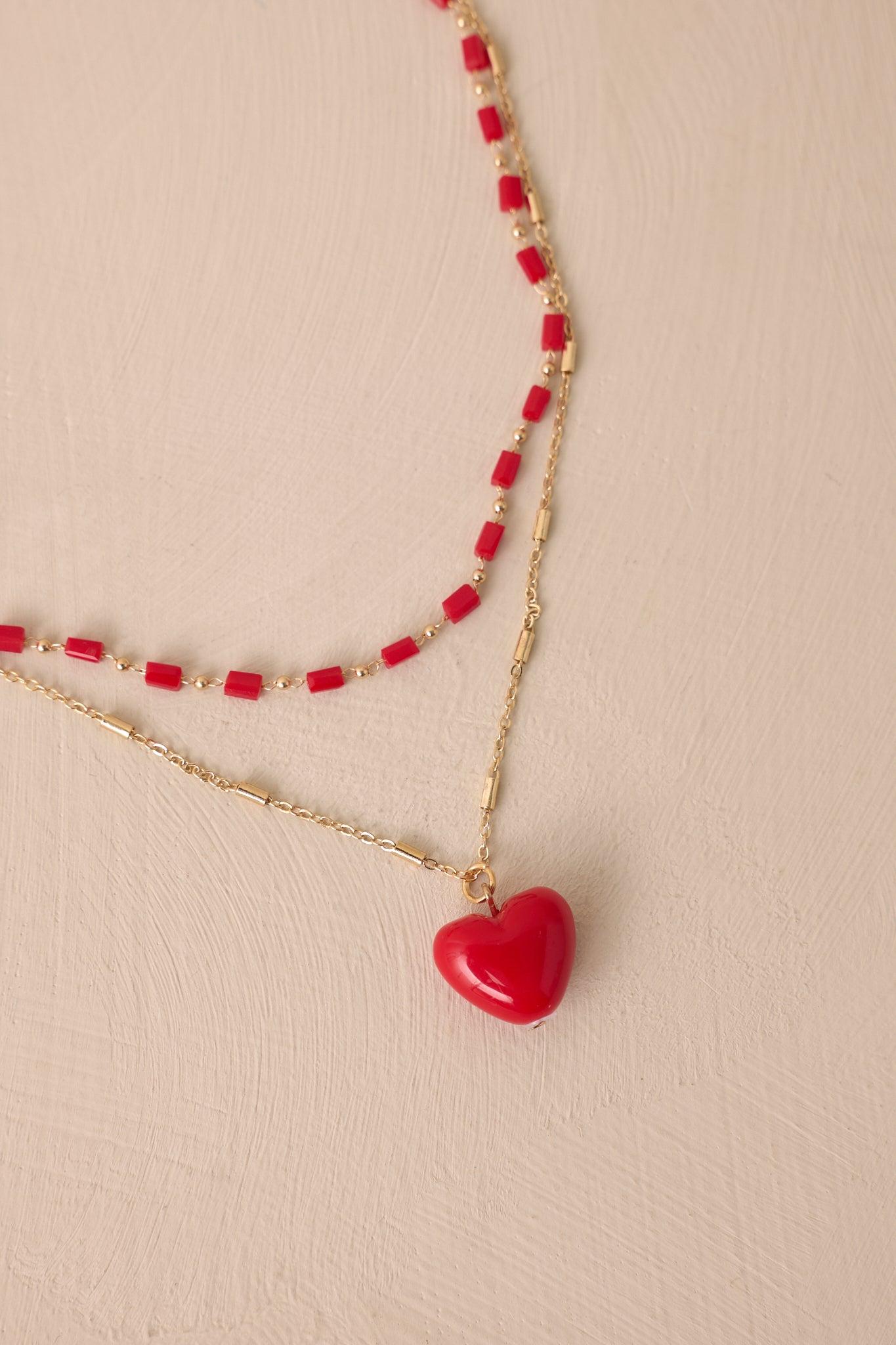 Keep Up Red Heart Pendant Necklace Product Image