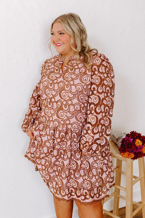 Fifth Avenue Embroidered Mini Dress in Blush Curves Product Image