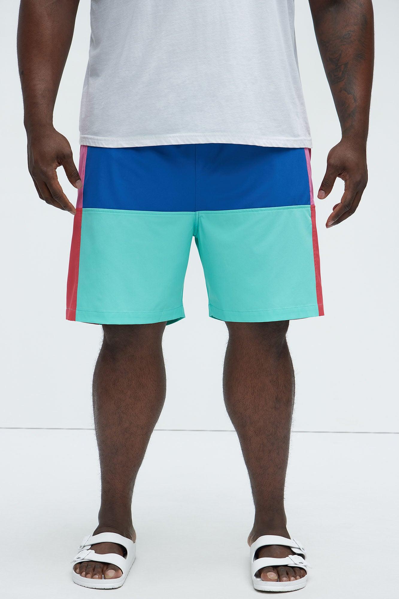 Swim And Surf Colorblock Swim Mid Trunk - Blue Product Image