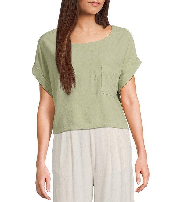 Blu Pepper Short Sleeve Linen Blend Coordinating Box Top Product Image
