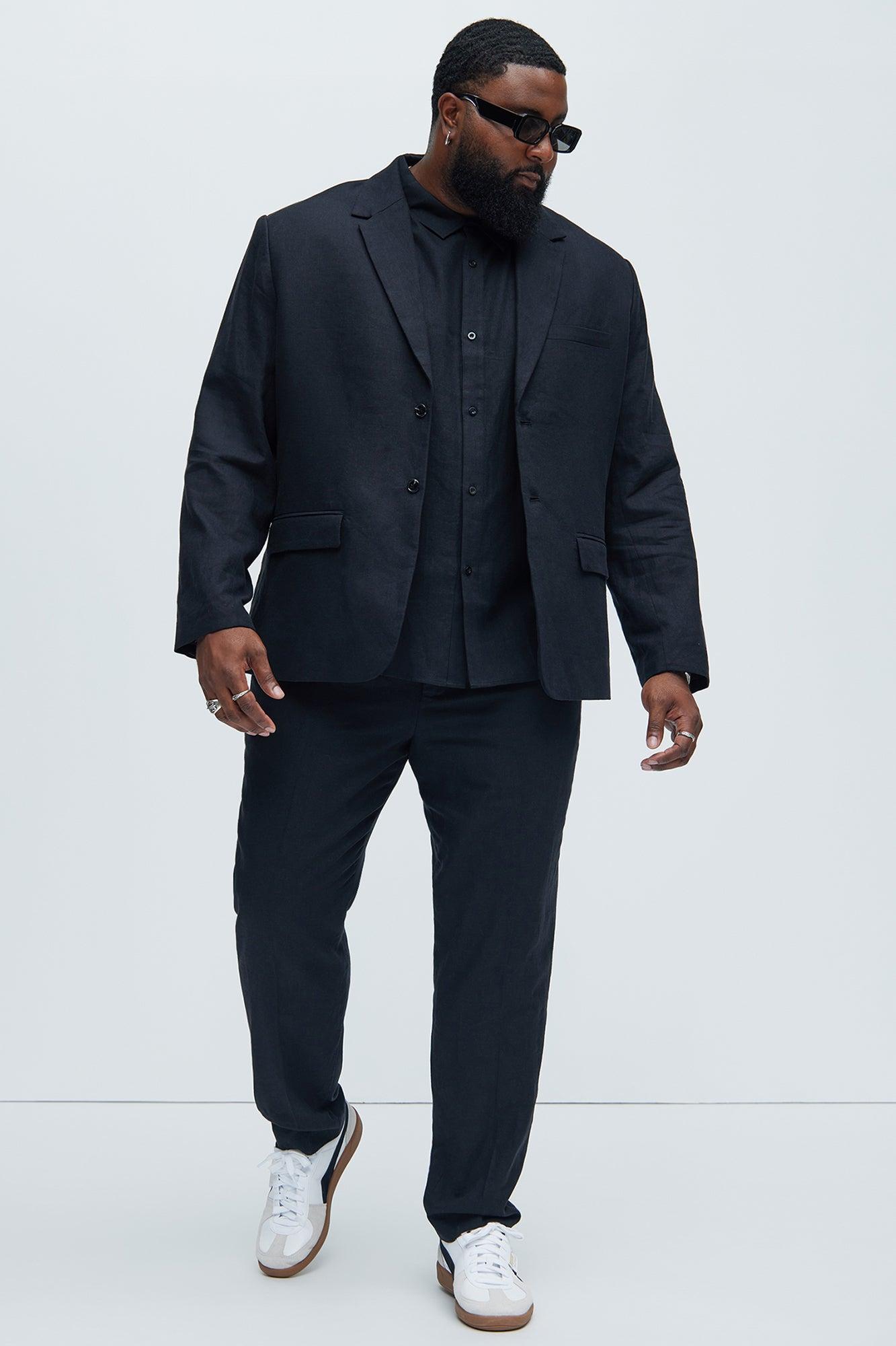 Bahamas Straight Linen Trousers - Black Product Image