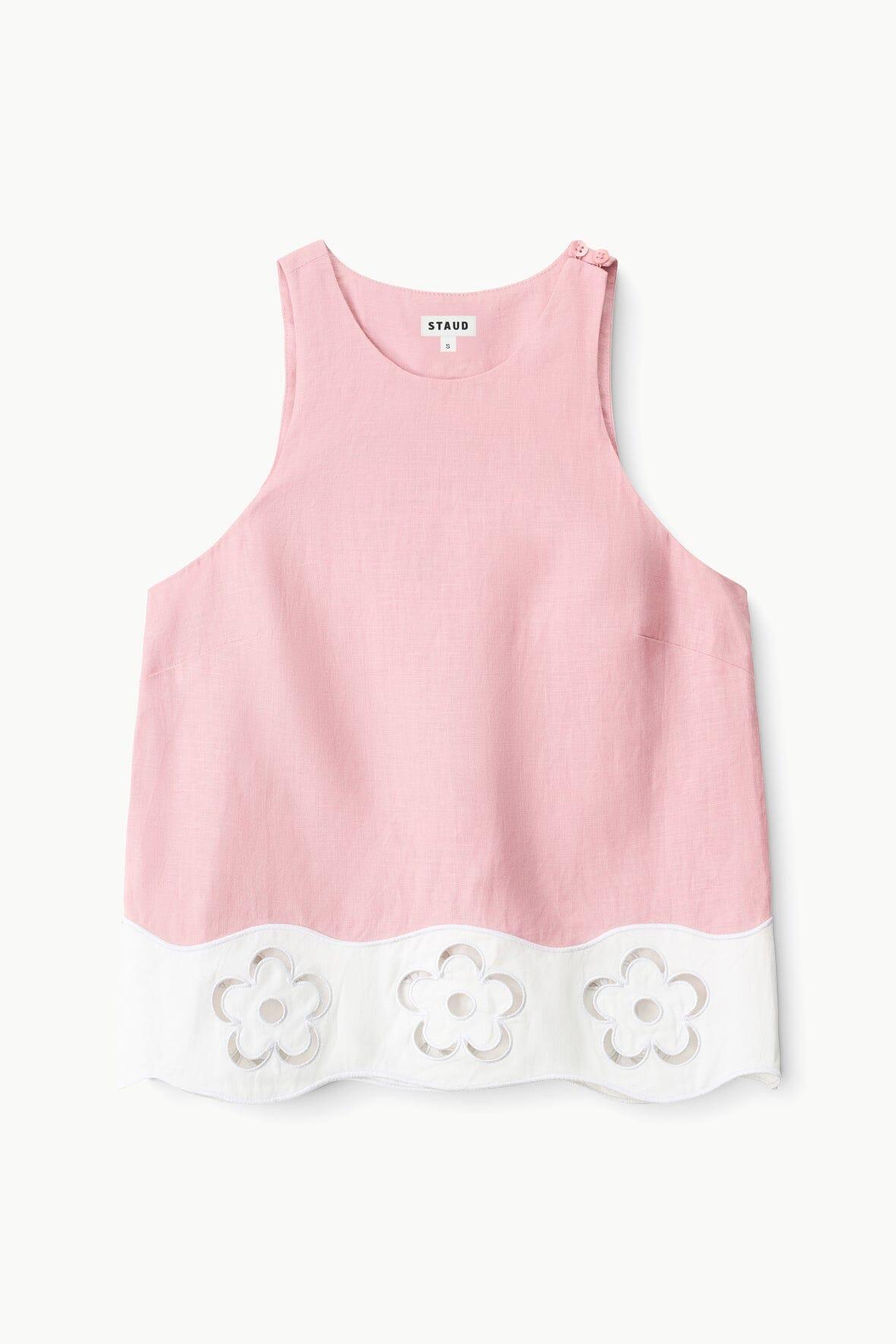 MIKA LINEN TOP | FADED BLUSH WHITE Product Image