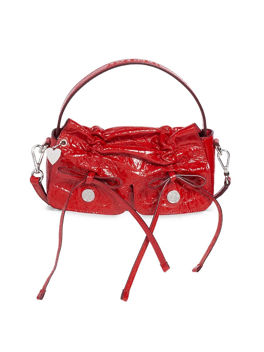 Womens Multipocket Micro Crinkled Leather Shoulder Bag Product Image