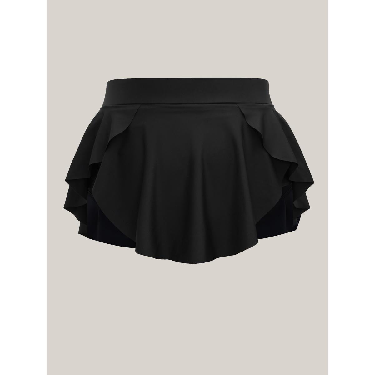 Plus Size Layered Hips Coverage Slit Swim Bottoms Women's Swimwear Black Resort Slit High stretch Bodycon High Rise Curve Swim Bottoms BloomChic 22-24/3X Product Image