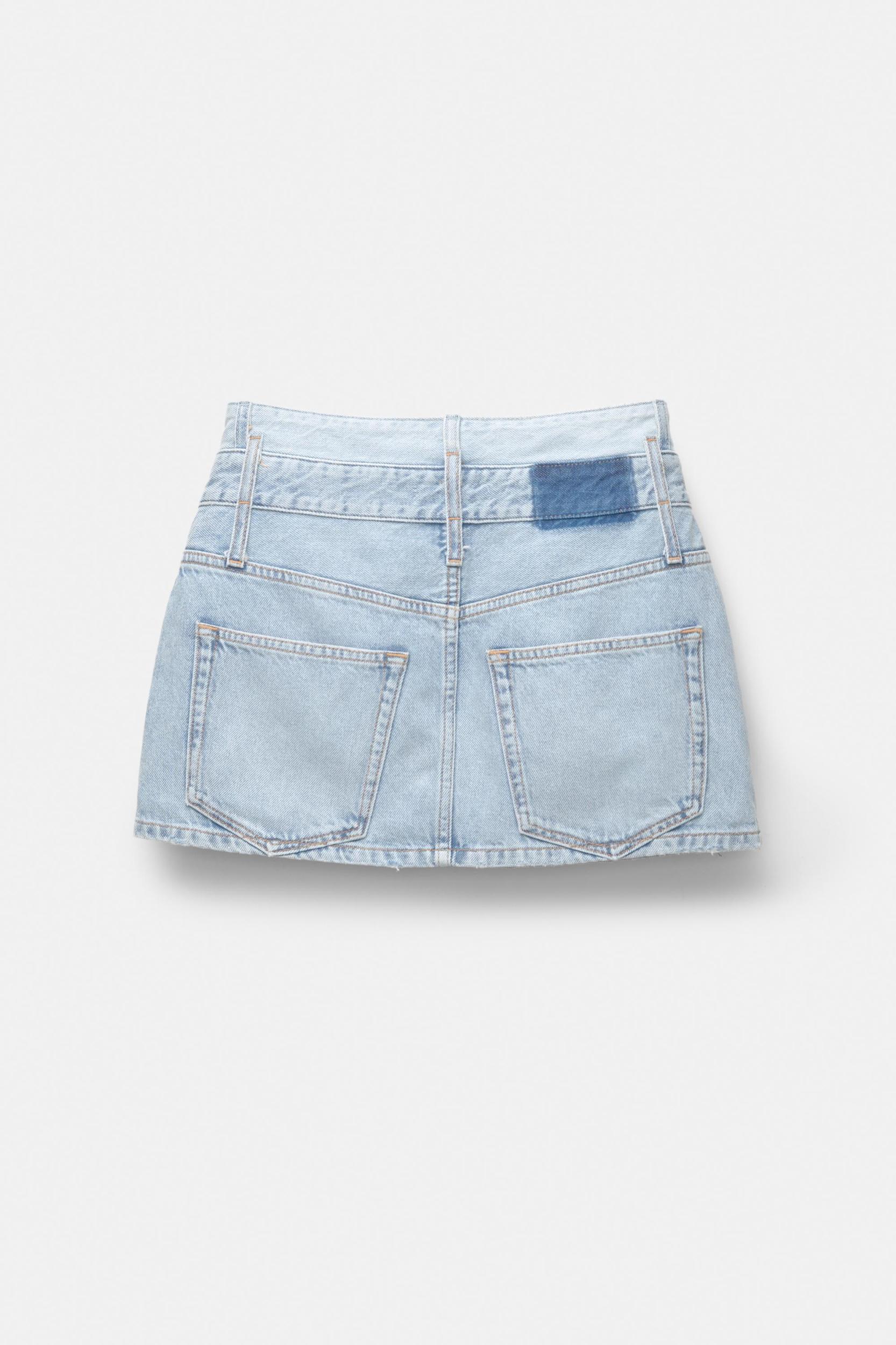 Double waistband denim mini skirt Product Image