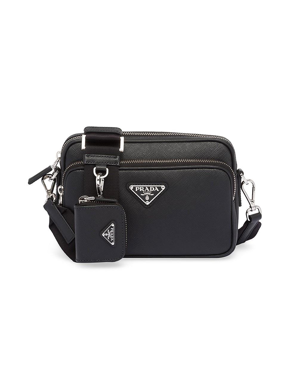 Mens Saffiano Leather Crossbody Bag with Pouch Product Image