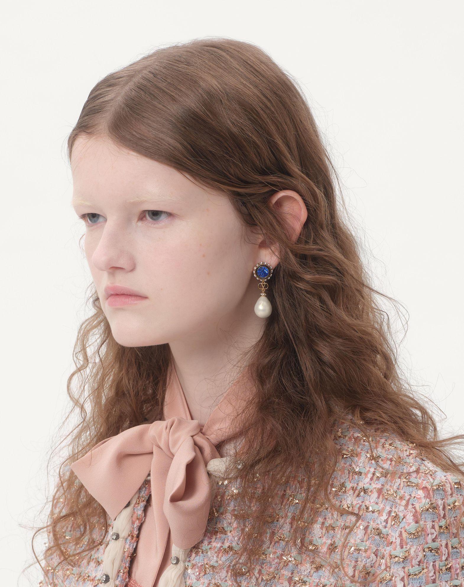 Vlogo Signature Earrings In Metal, Enamel, Pearls And Crystals Product Image