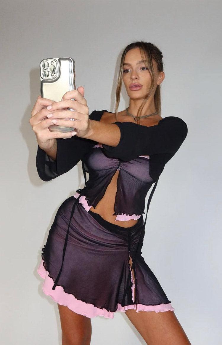 Taytum Black Frill Mesh Mini Skirt Baby Product Image