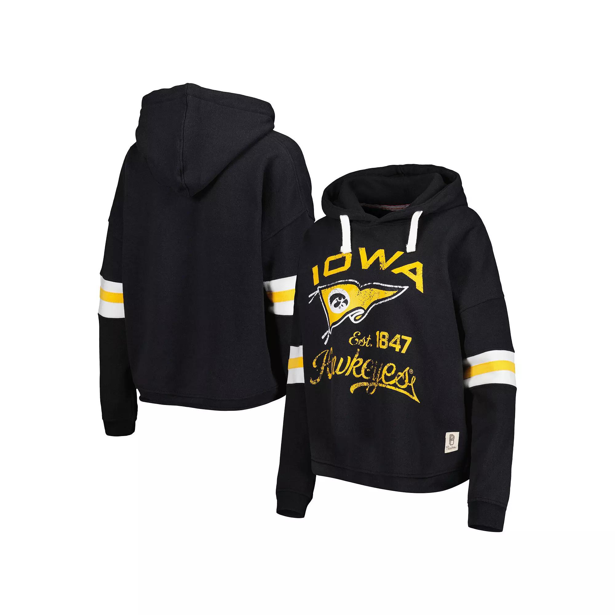Women's Pressbox Black Iowa Hawkeyes Super Pennant Pullover Hoodie, Size: Medium Product Image