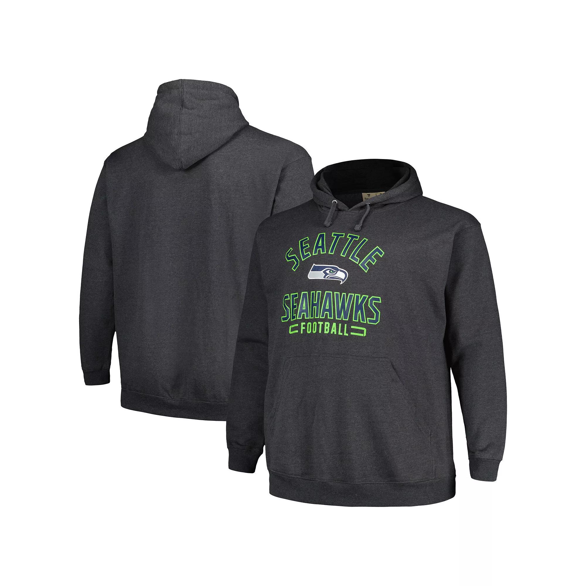 Men's Fanatics Branded Heather Charcoal Seattle Seahawks Big & Tall Pullover Hoodie,  Product Image