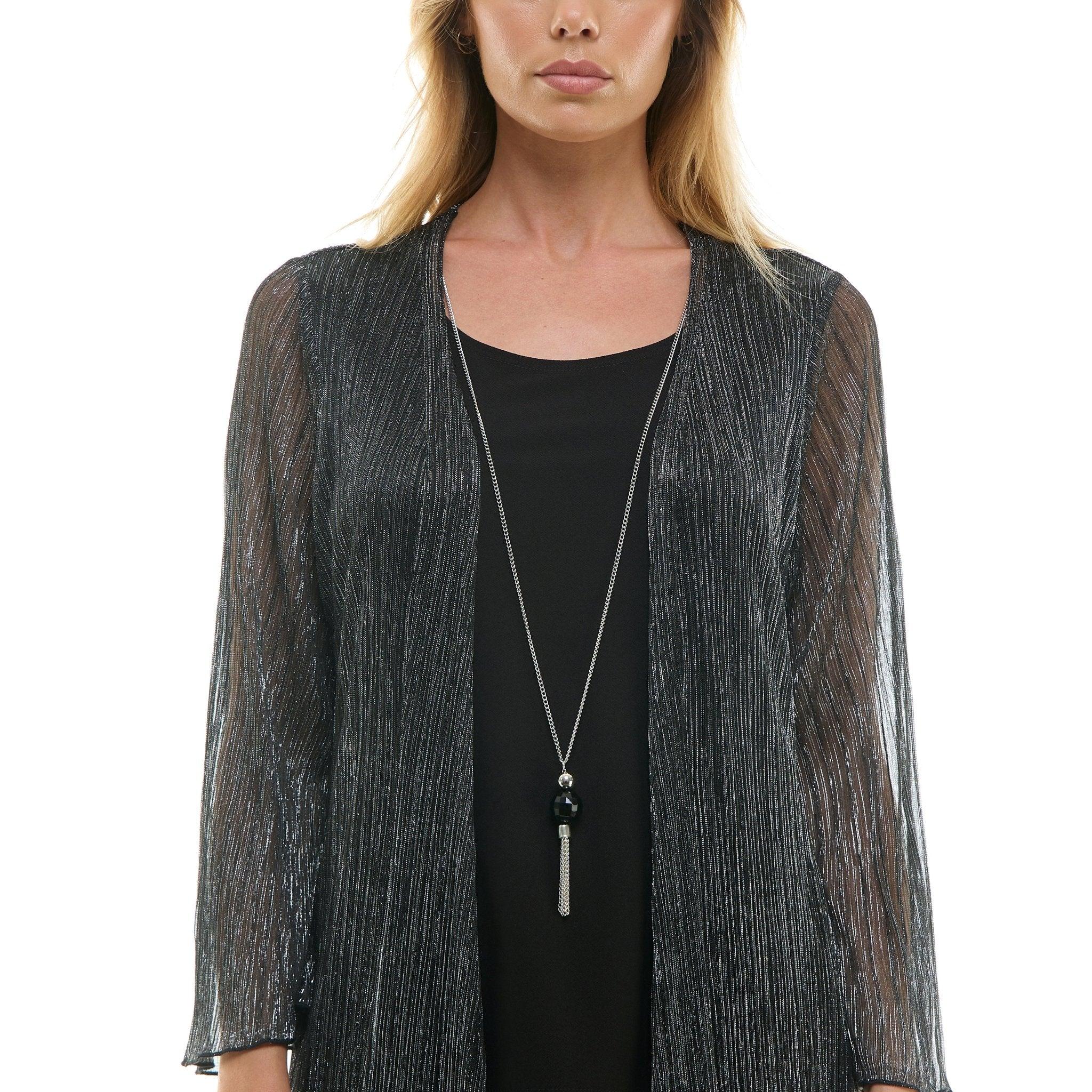 2Fer Pant Set w/ Detachable Necklace- Black/Silver Product Image