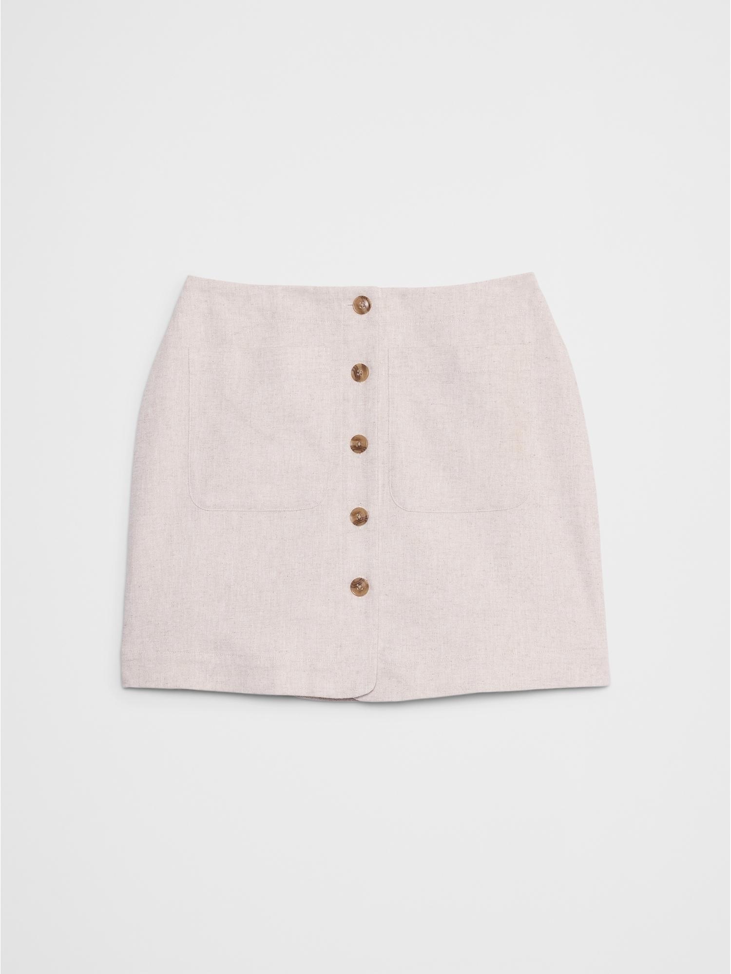 Linen-Blend A-Line Mini Skirt Product Image