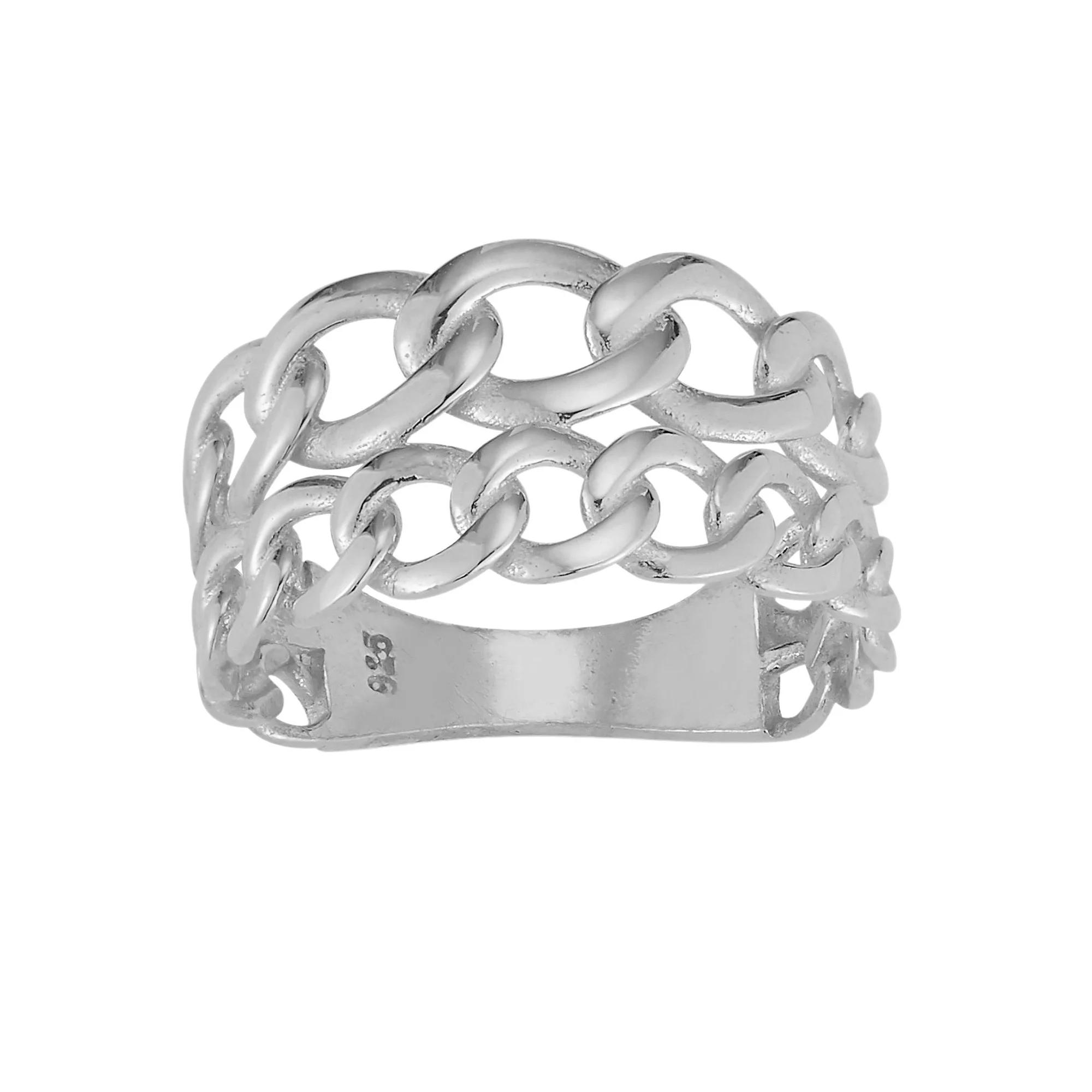 Sunkissed Sterling Double Stack Curb Chain Ring, Women's, Size: 6, Silver Tone Product Image