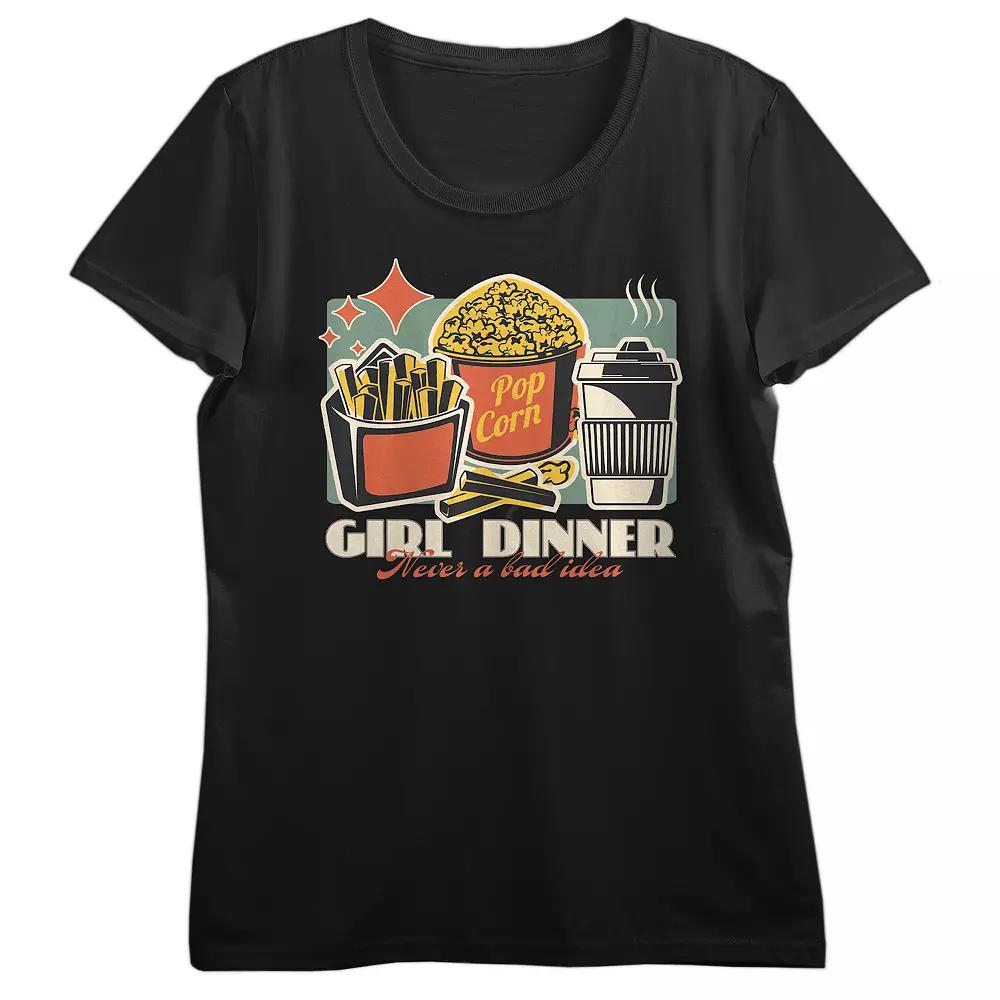 Juniors' Girl Dinner French Fries, Popcorn & Coffee Graphic Tee, Women's,  Product Image